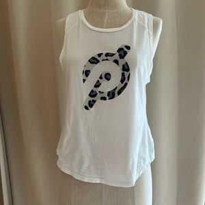 Peloton White Tank Top with Leopard Logo